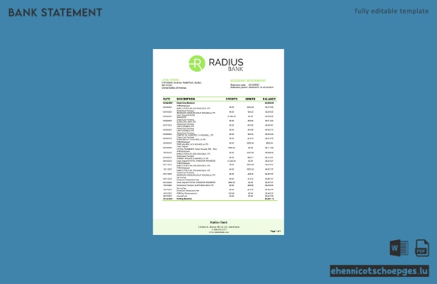 USA Massachusetts Radius Kontoauszug Wortbeispiel Vorschau